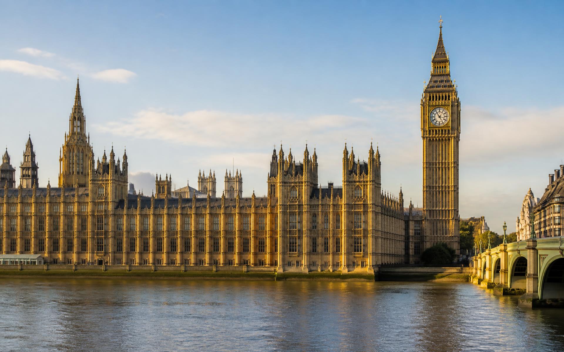 The Houses of Parliament and Big Ben beside the River Thames in London