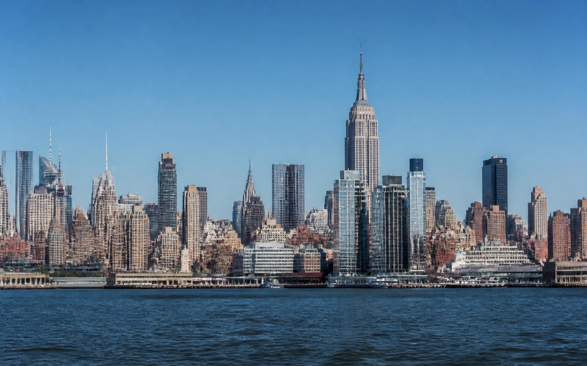 The Manhattan skyline in New York City seen across the Hudson River